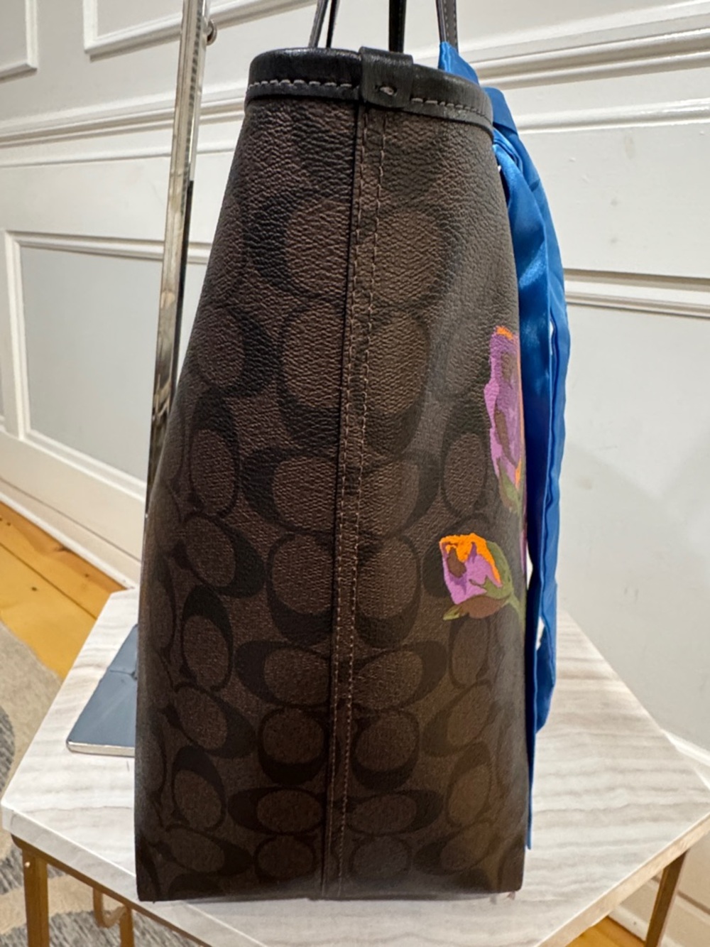 Coach Bag City Tote in Signature Brown with Floral Print - Picture 7 of 17